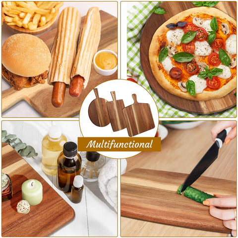 Zhehao round acacia cutting board with handle ideal for cheese and charcuterie