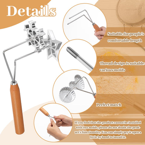 Zhehao Rosette Iron Mold Round design makes round cookies, waffles, and toppers.