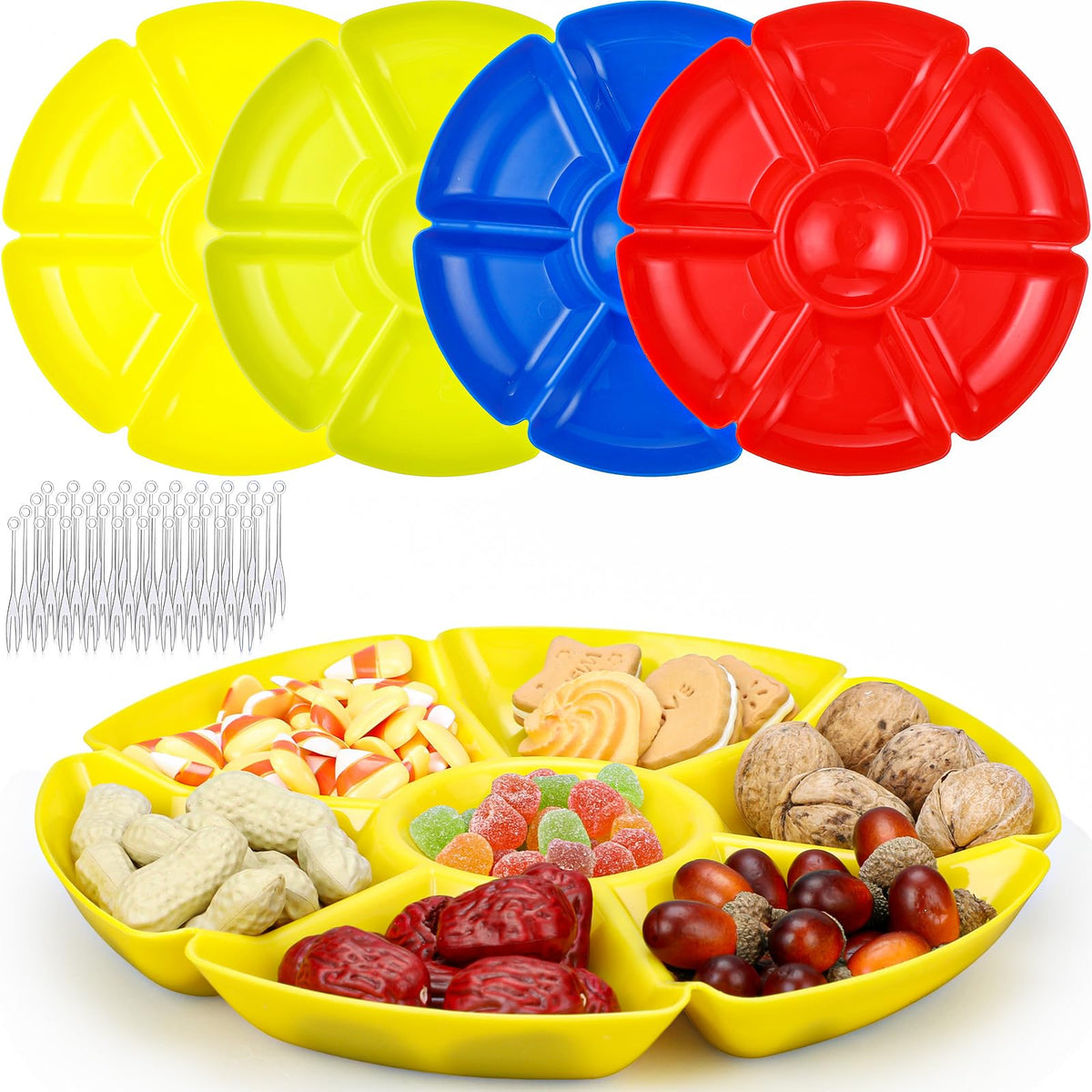 Zhehao round divided plate 10.6 inches with seven compartments for organized servings.