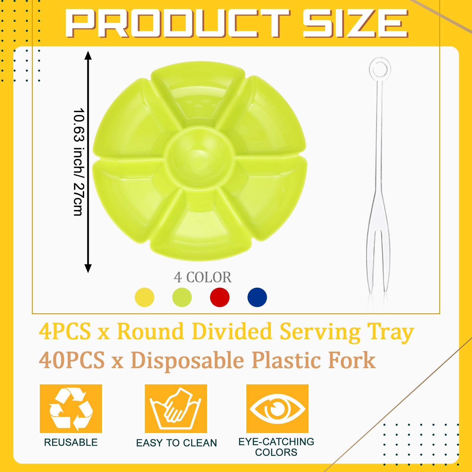 Zhehao seven-section snack tray in bright colors for easy portion control.