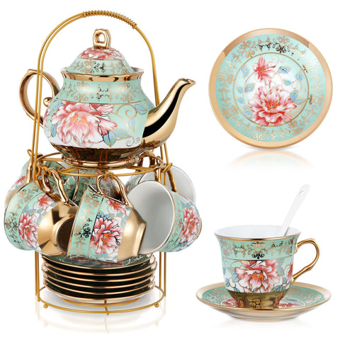 Zhehao tea set teapot with gold trim elevates table elegance for gatherings.