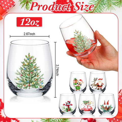 Zhehao stemless wine glass style 2 with reindeer design ideal for holiday entertaining