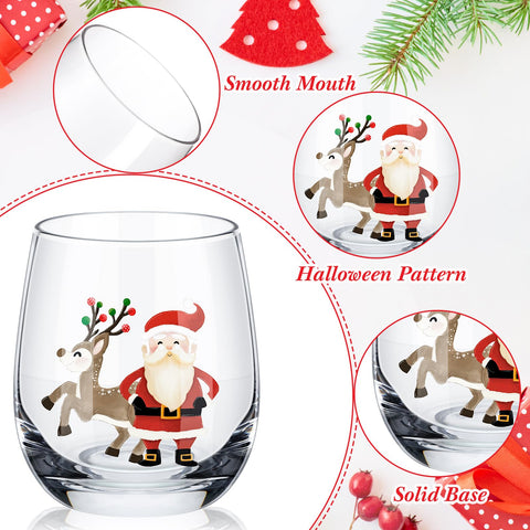 Zhehao stemless wine glass pattern 3 snowman motif enhances cozy home bar