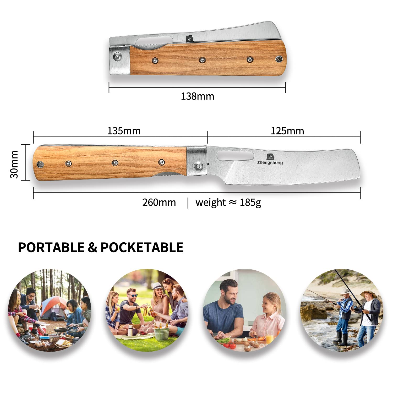 ZhengSheng pocket-ready kitchen knife suitable for outdoor use
