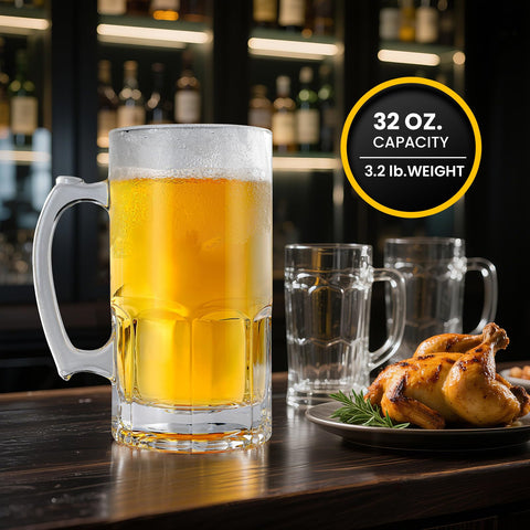 ZHENGYAOYANG large-capacity 1L beer stein for generous servings.