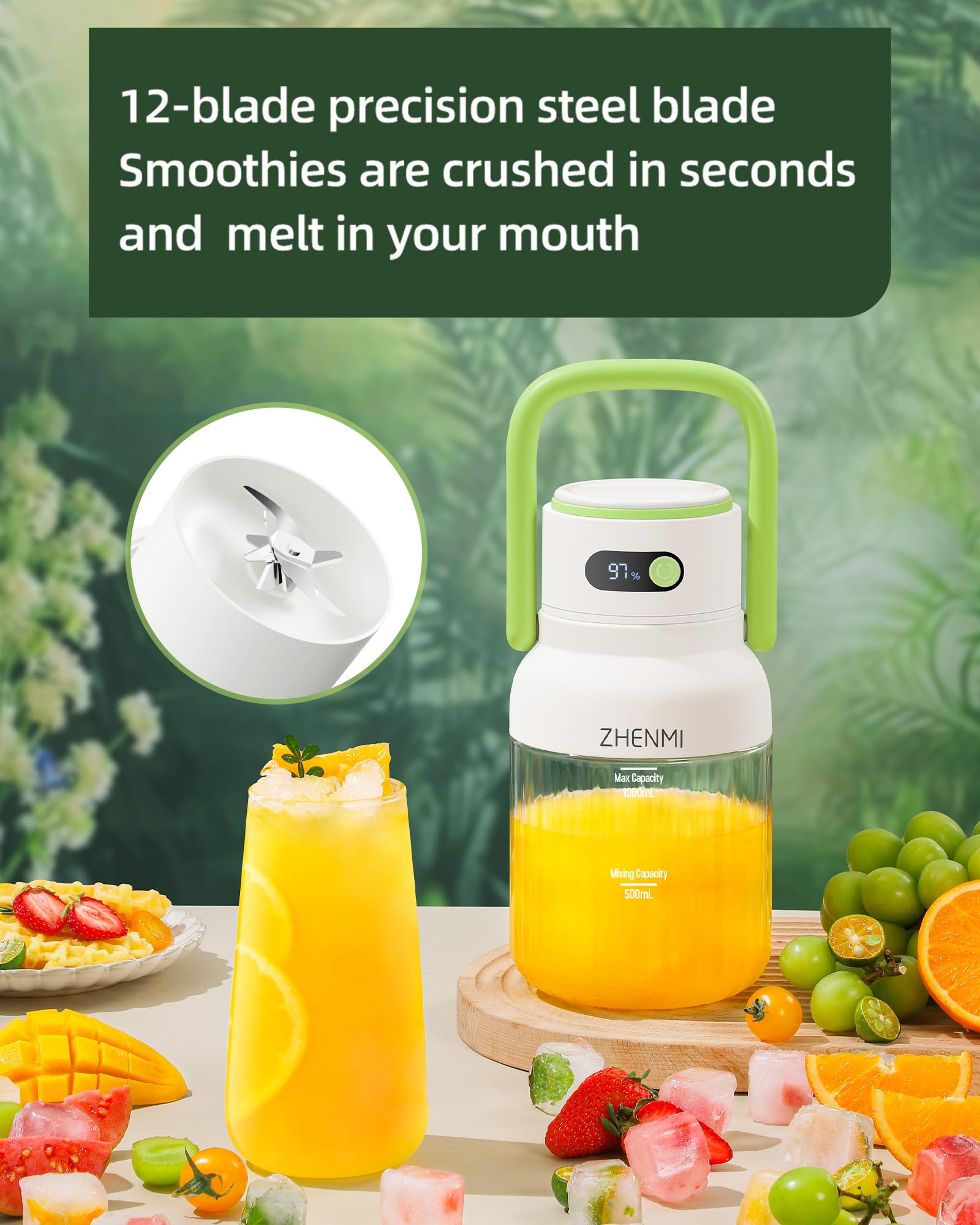 ZHENMI leakproof lid ensures secure liquids during commutes.