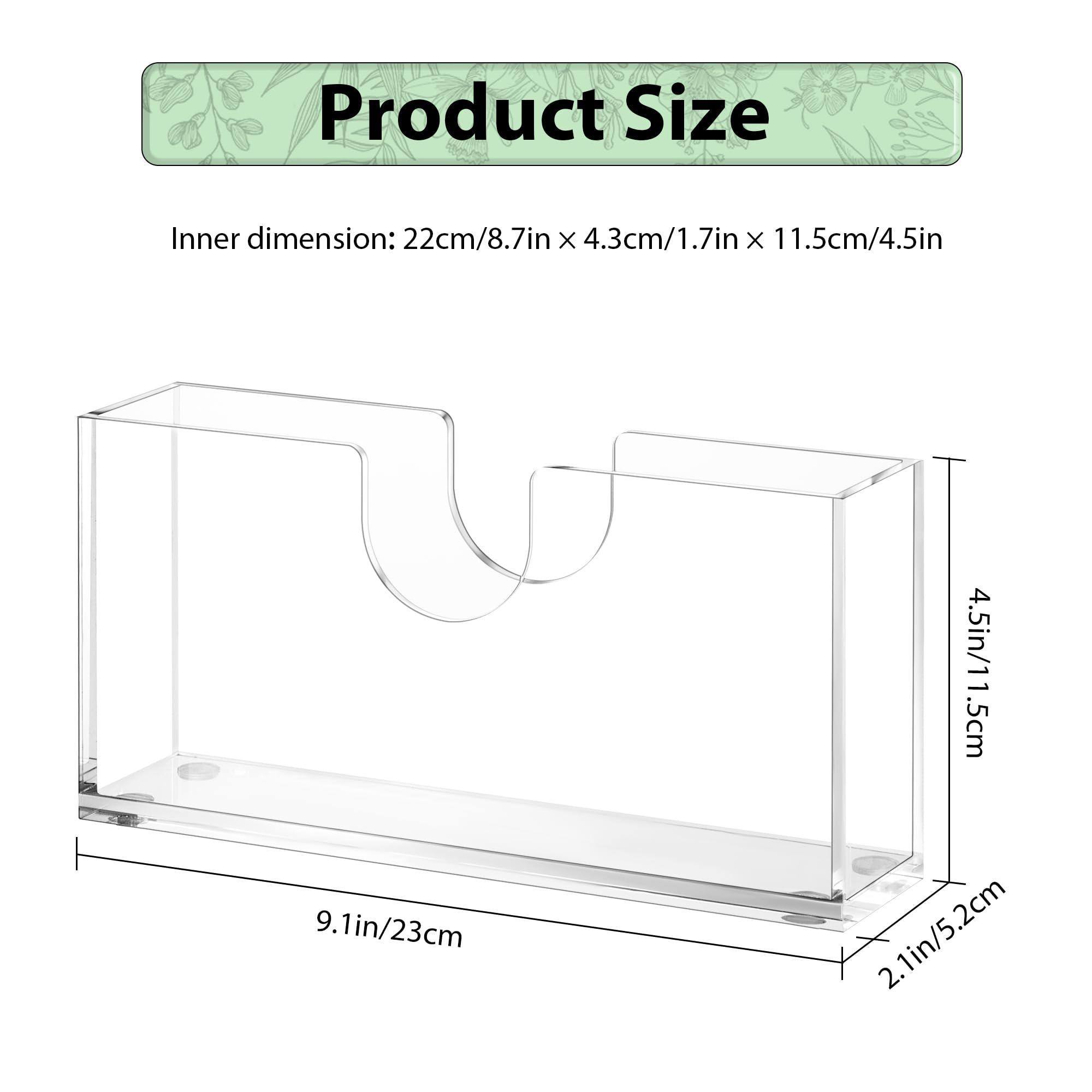 ZhiYo-Life clear acrylic napkin holder side view showing slender footprint