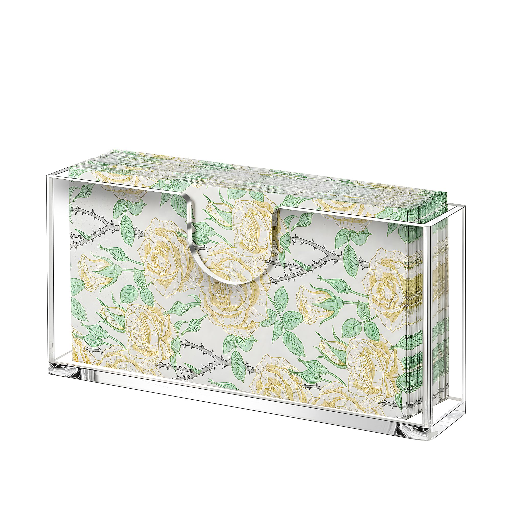 ZhiYo-Life clear acrylic napkin holder on table keeps napkins neatly accessible.