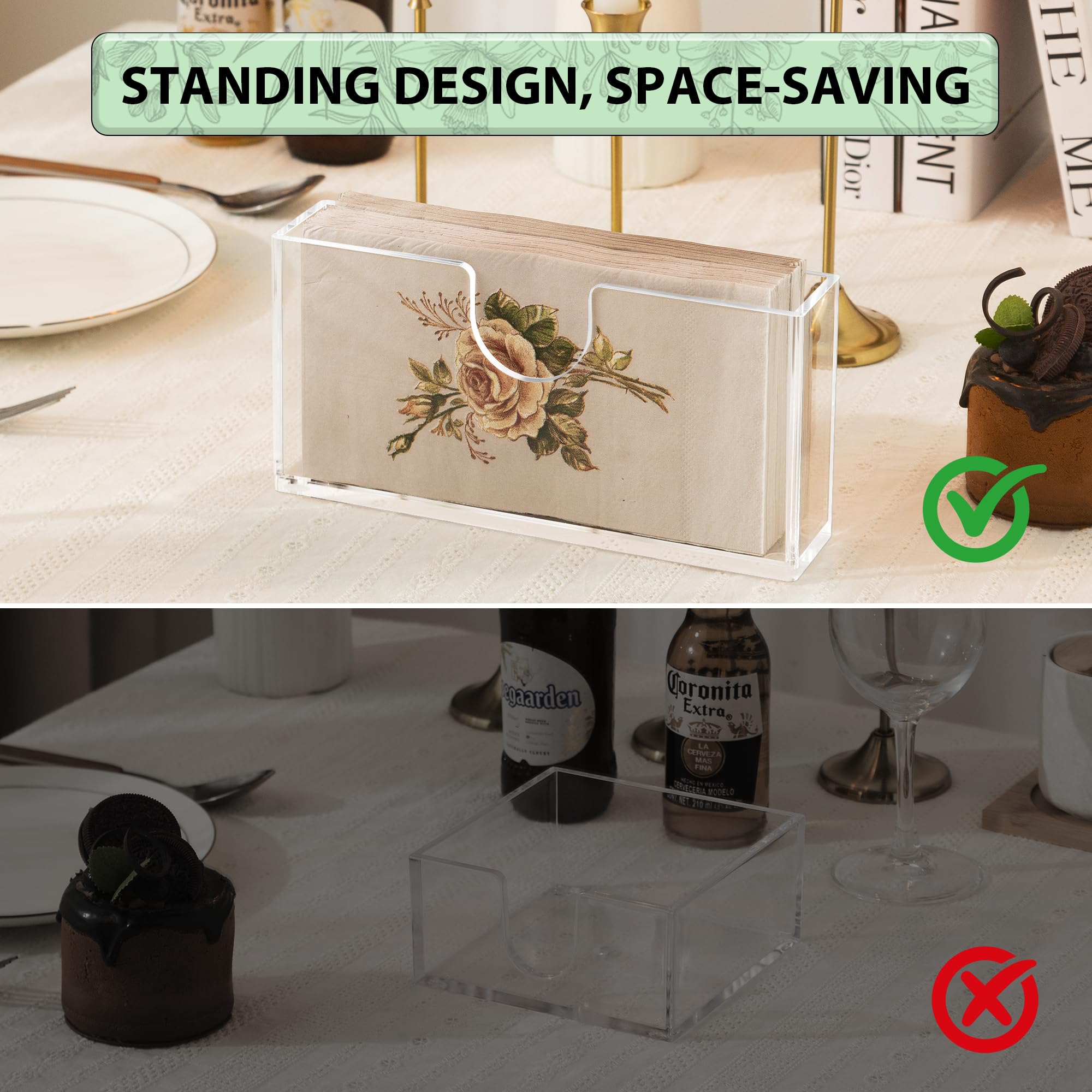 ZhiYo-Life transparent napkin dispenser on dining table showcases modern, minimal design.