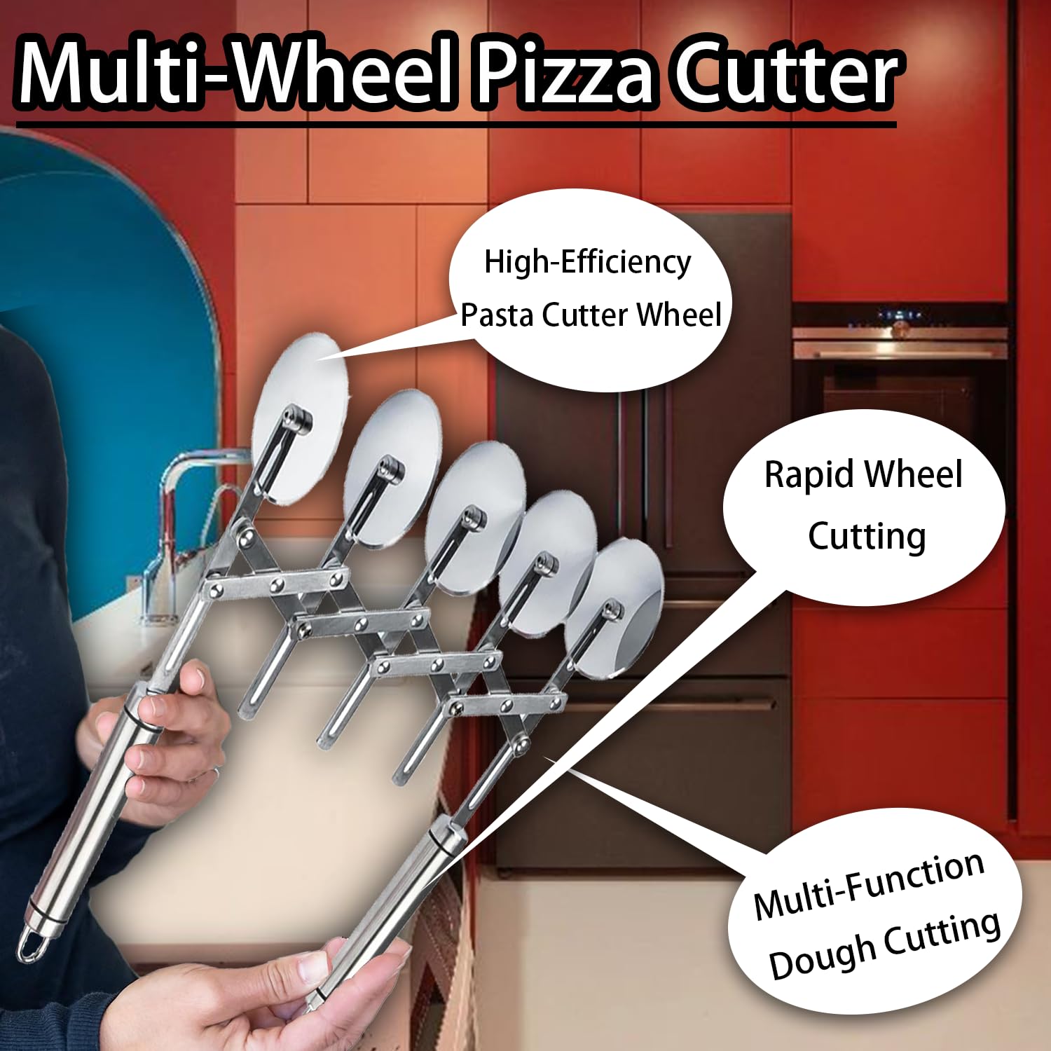 ZHIYUEJING Pastry Cutter wheels in action for quick, even pasta and dough cuts.