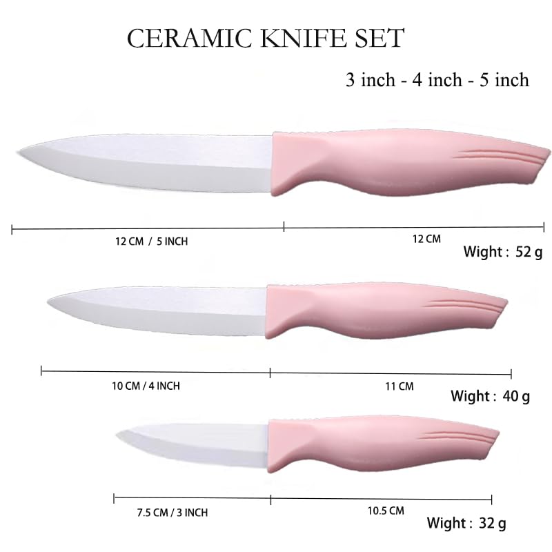 Zhiyun pink ceramic knife set ergonomic handle for comfortable grip