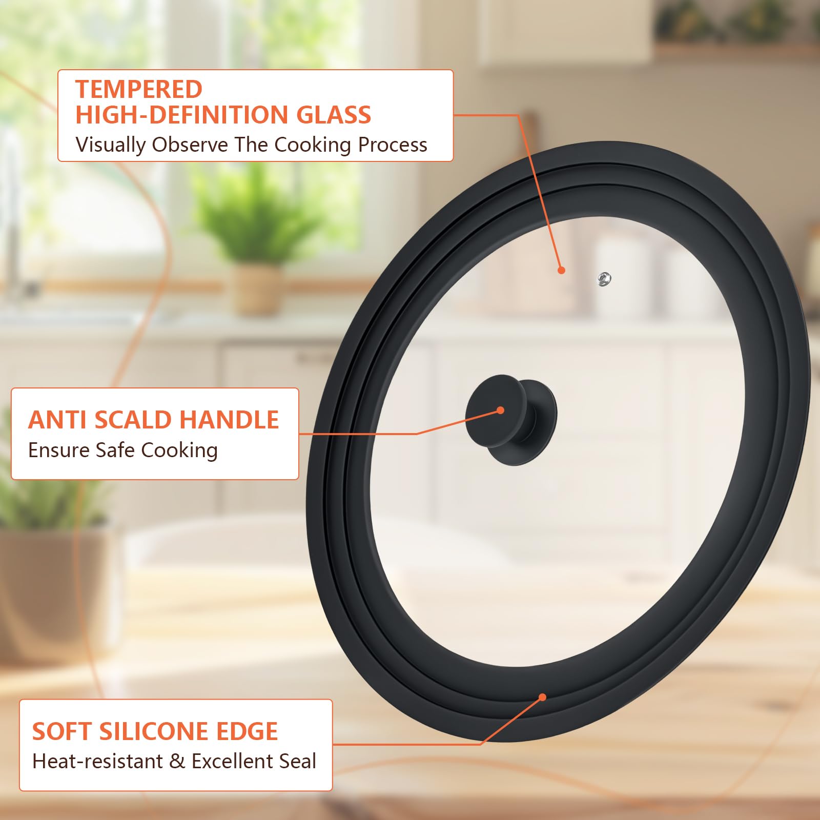 Zhulerzil silicone edge provides a tight seal and heat resistance up to 450F.