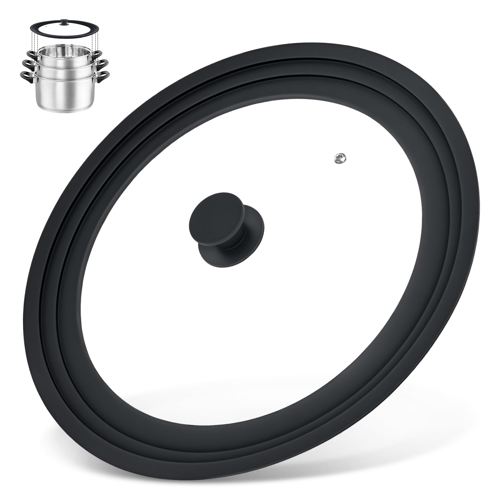 Zhulerzil universal lid fits 13-15 inch pots for clutter-free cookware.
