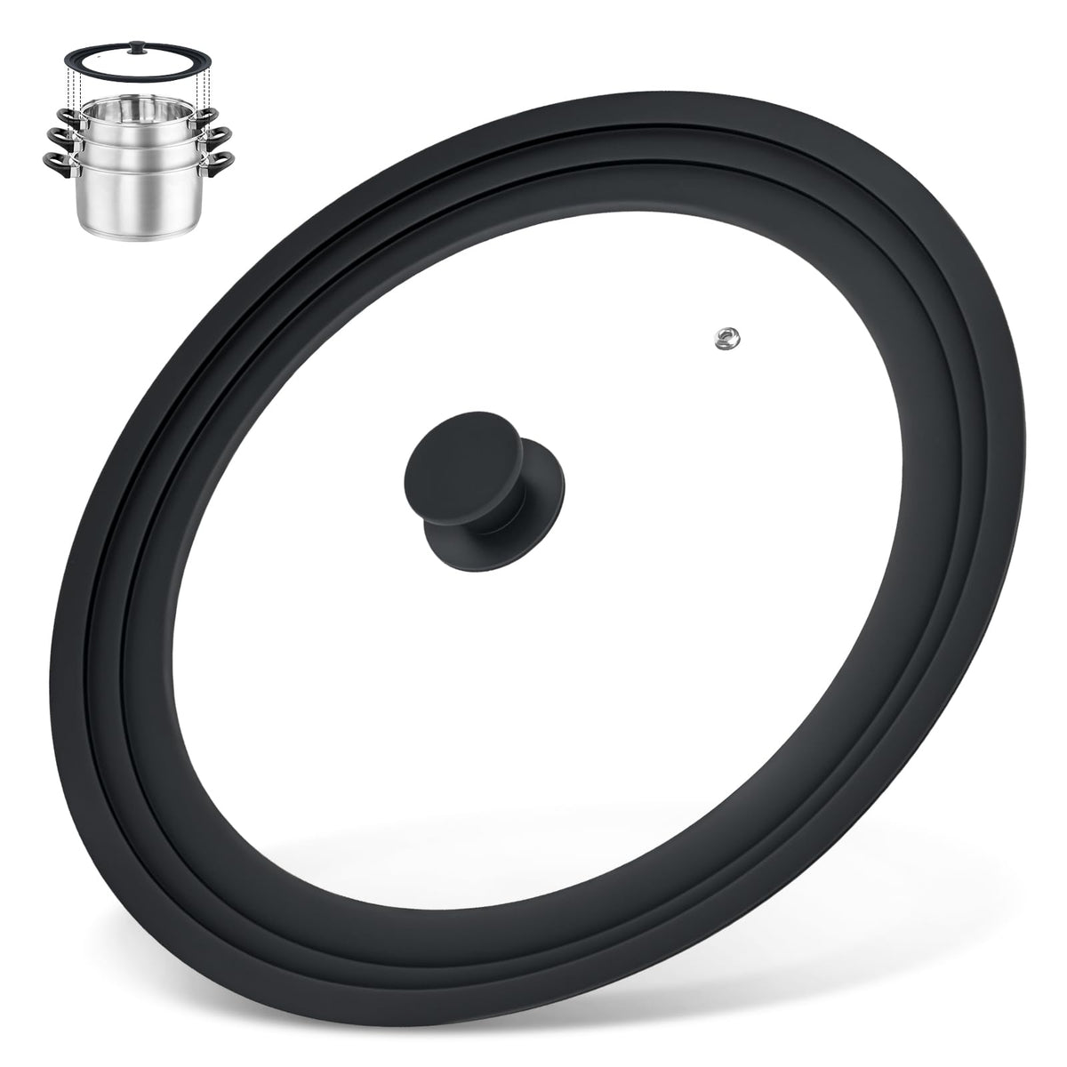 Zhulerzil universal lid fits 13-15 inch pots for clutter-free cookware.
