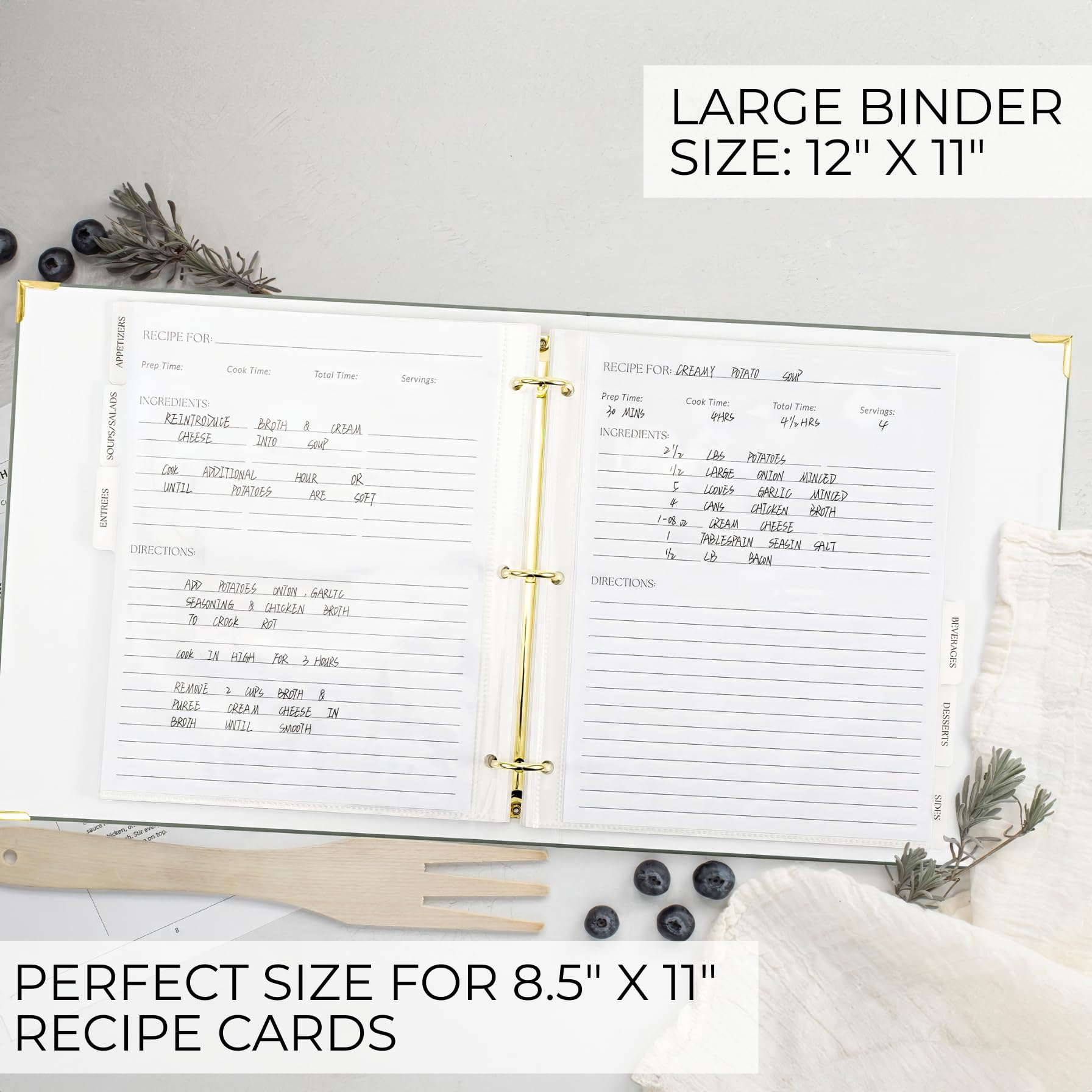 ZICOTO 8.5x11 recipe card templates for easy handwriting