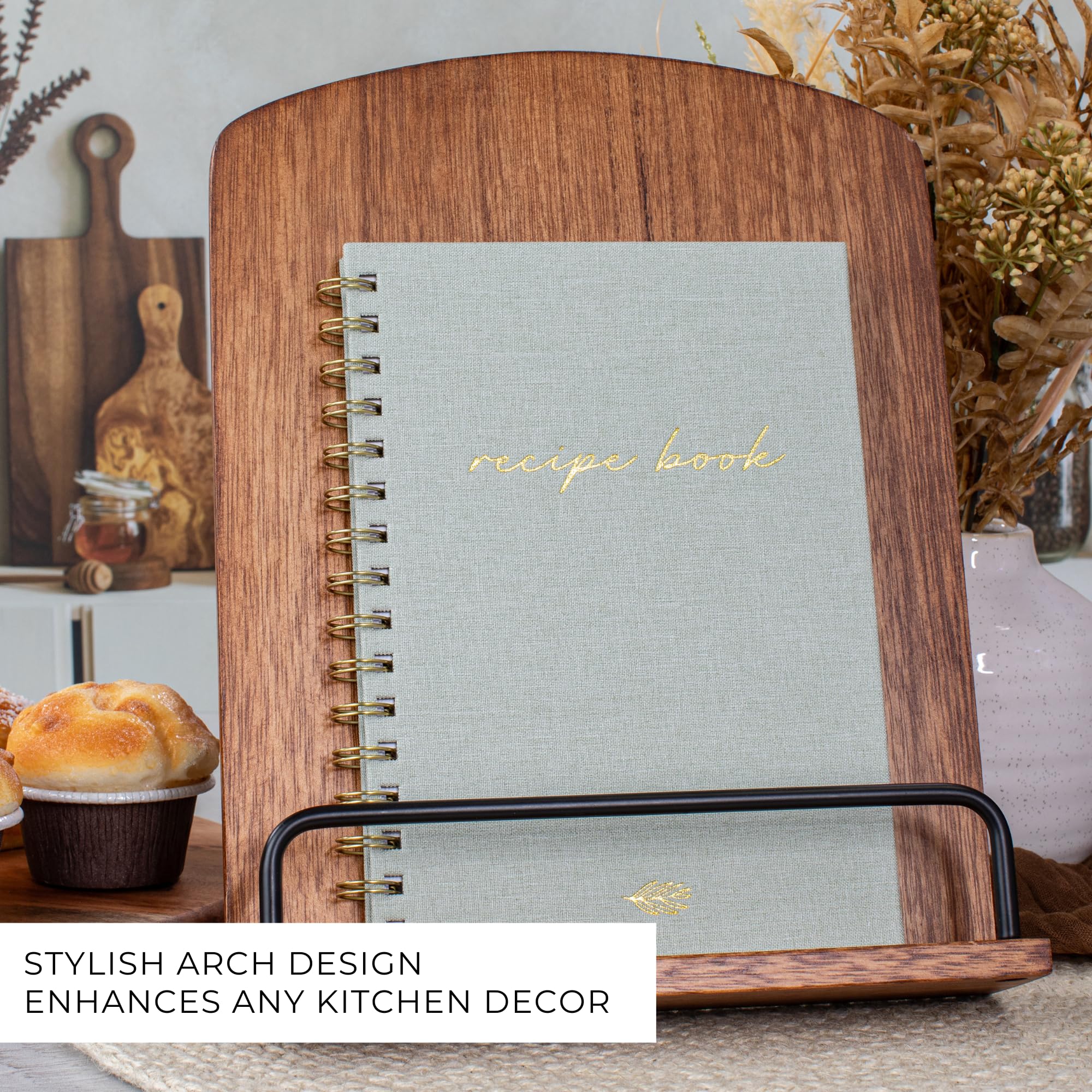ZICOTO cookbook stand sized at 11.7 x 8.9 inches fits large cookbooks.