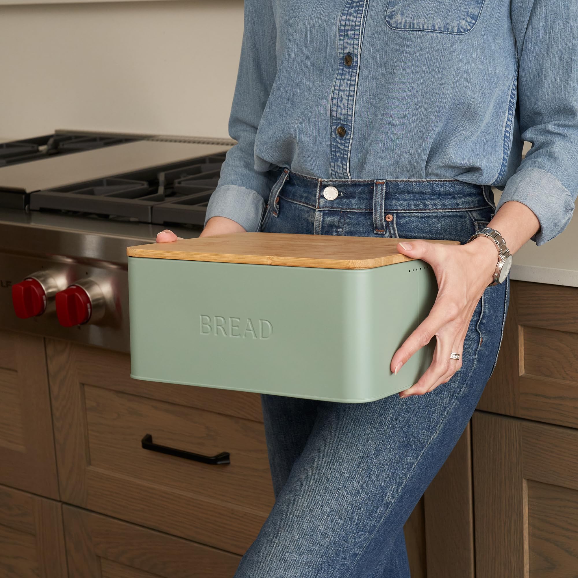 ZICOTO dimensions 11-5x5x9 inches bread box fits neatly on counters