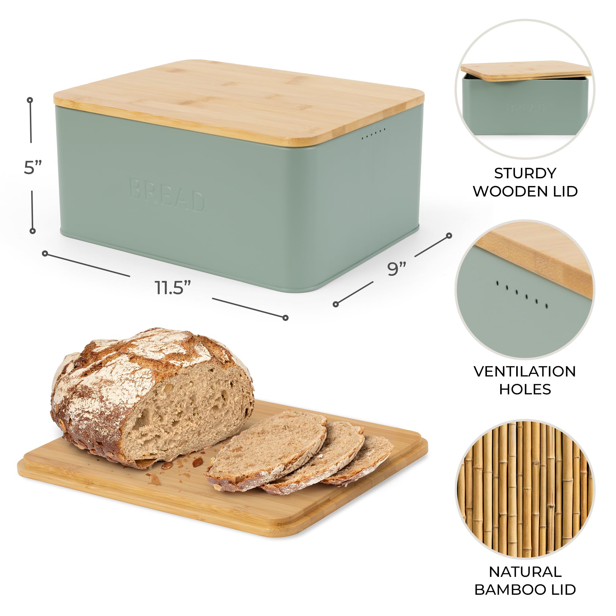ZICOTO food-safe metal construction ensures safe storage for baked loaves