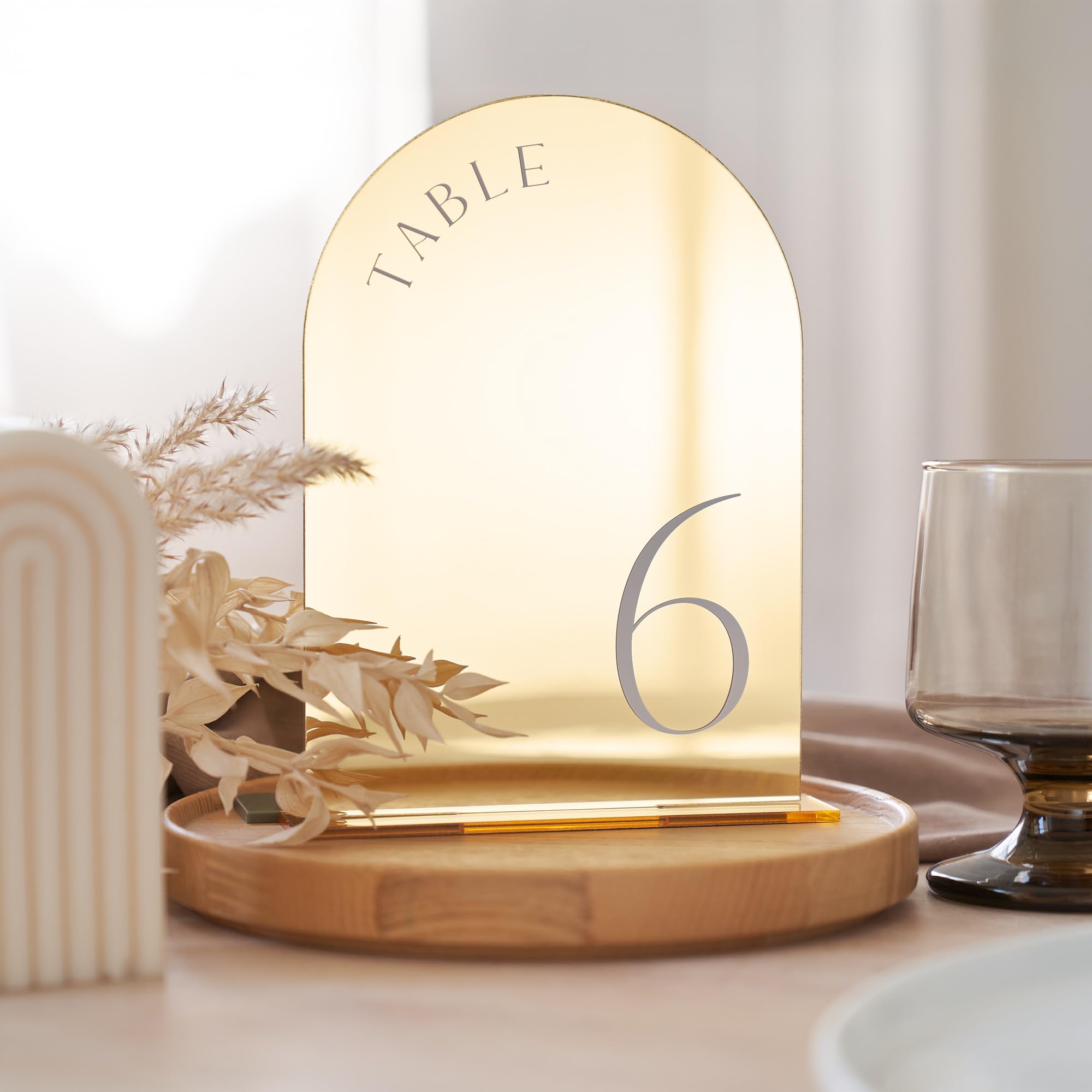 ZICOTO gold arch table numbers set for elegant wedding seating.