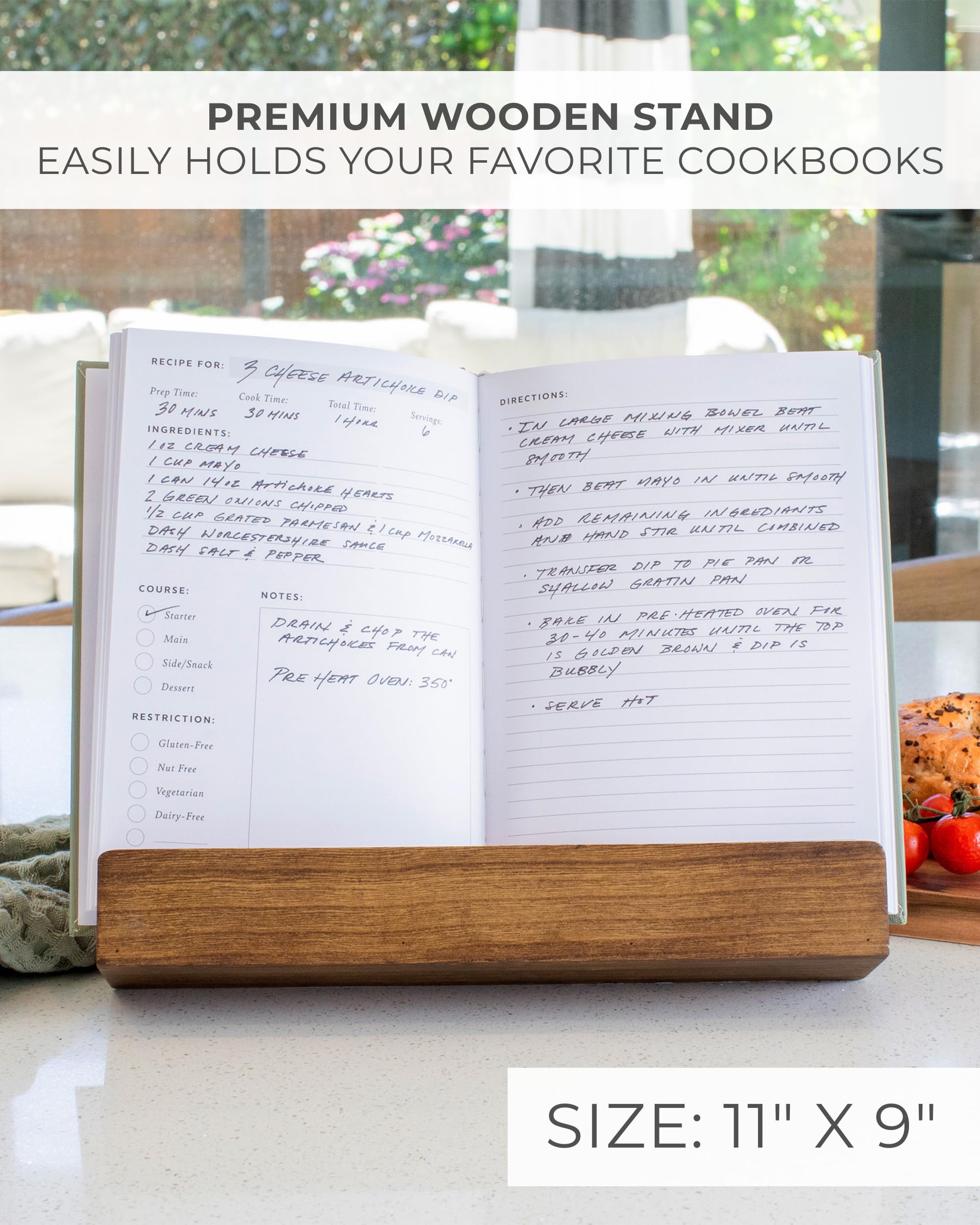 ZICOTO tablet and cookbook holder keeps recipes visible while cooking.