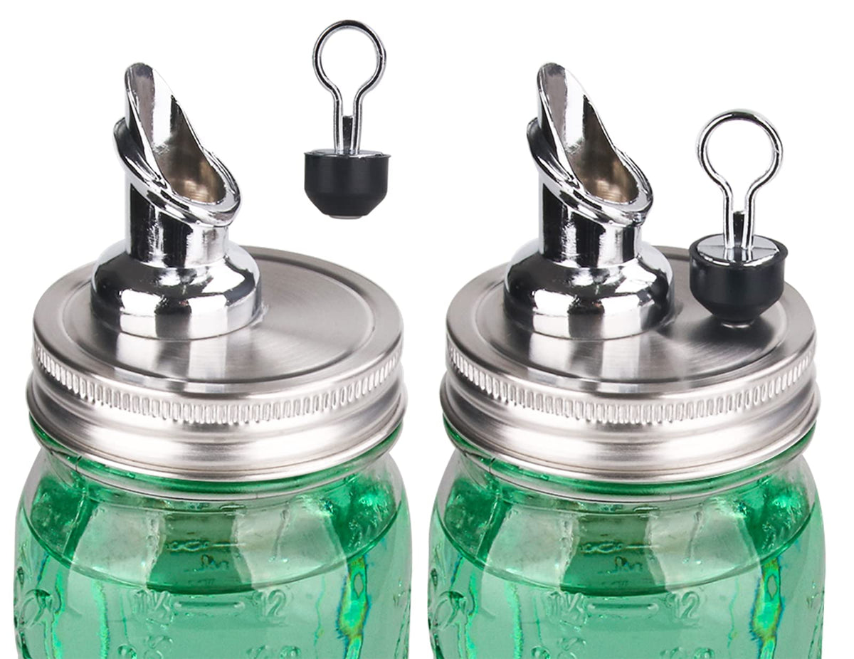 ZiHenryDa Free Flow Spout on a 70mm lid enabling smooth mason jar pours.