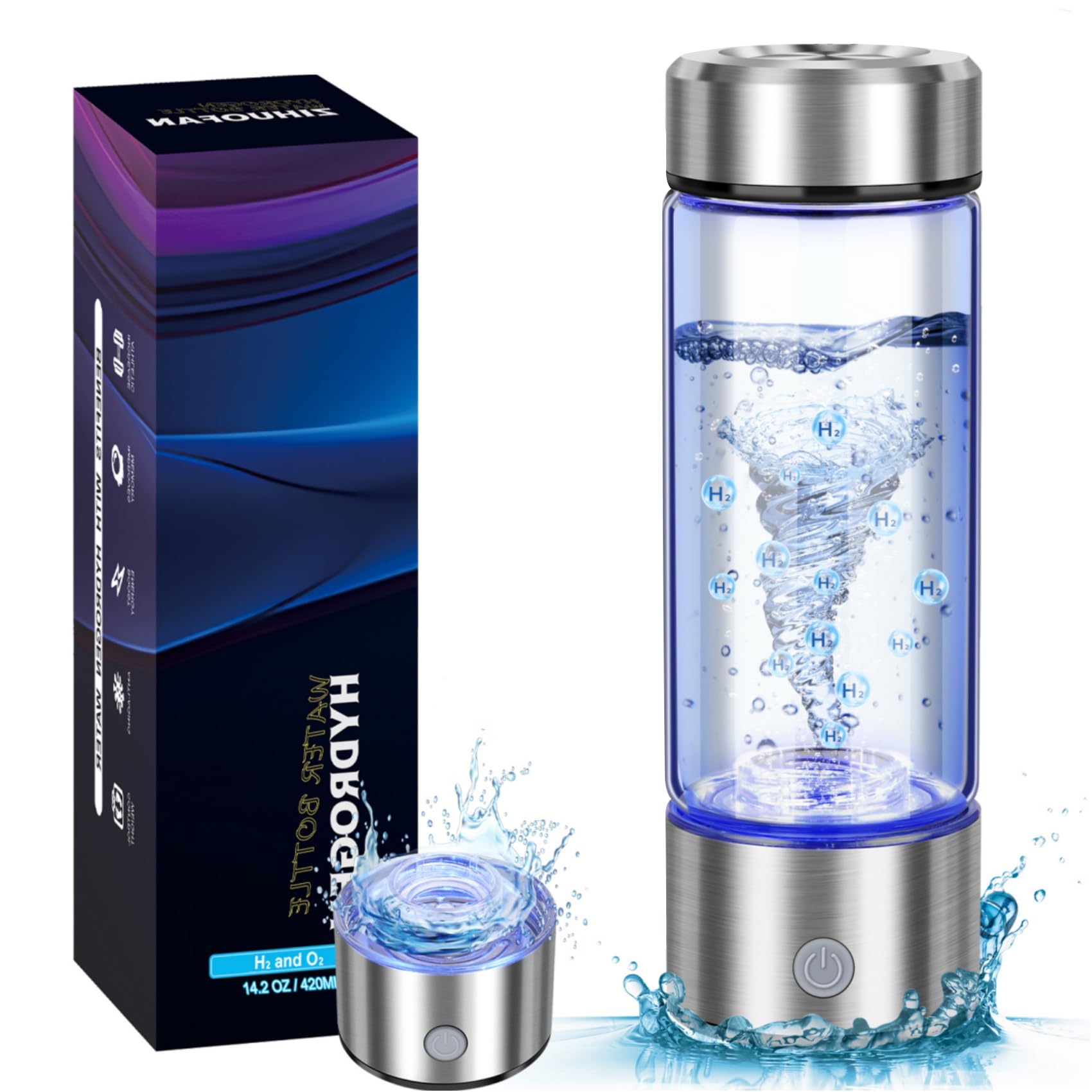 ZIHUOFAN hydrogen water bottle front view for portable hydration