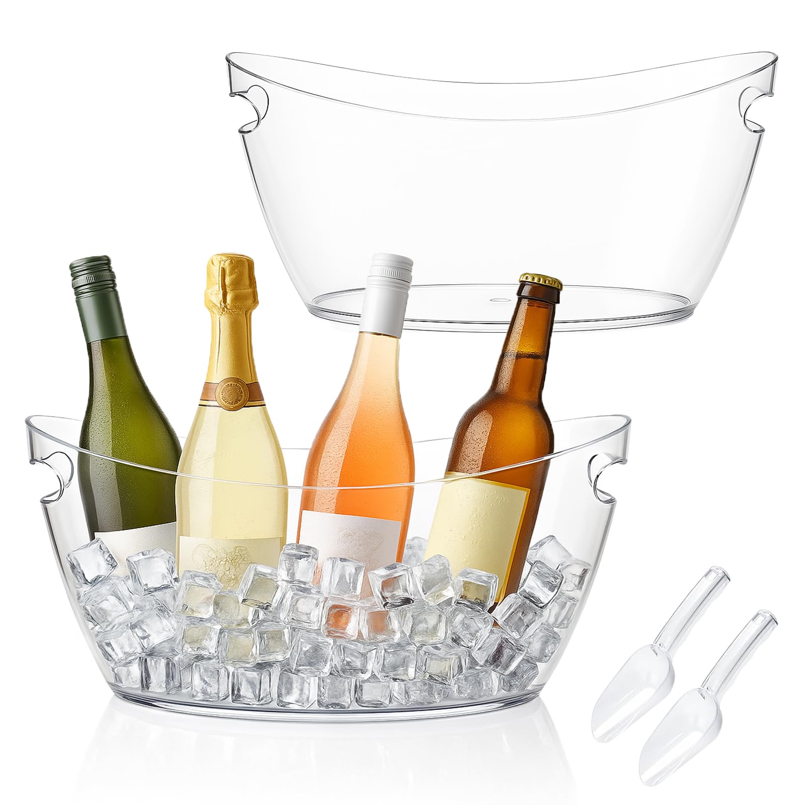 ZILAMGOO clear acrylic ice bucket set with 5.5L capacity for stylish parties.