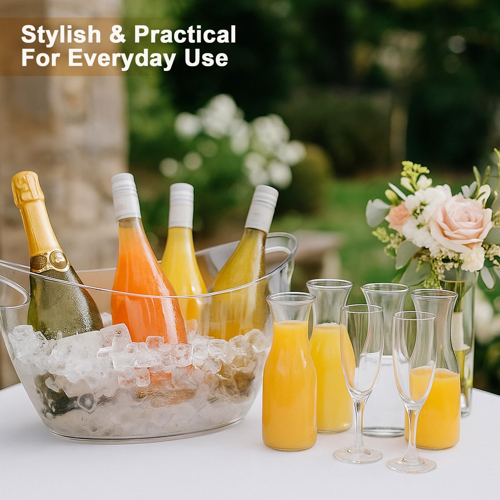 ZILAMGOO wine bottle ice bucket holds up to four bottles for efficient chilling.