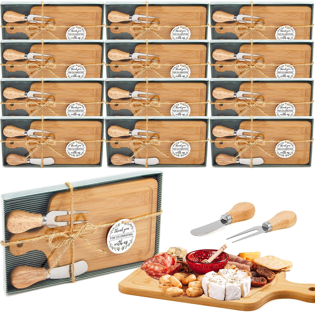 Ziliny square bamboo cheese board, bridal shower prize with rustic finish
