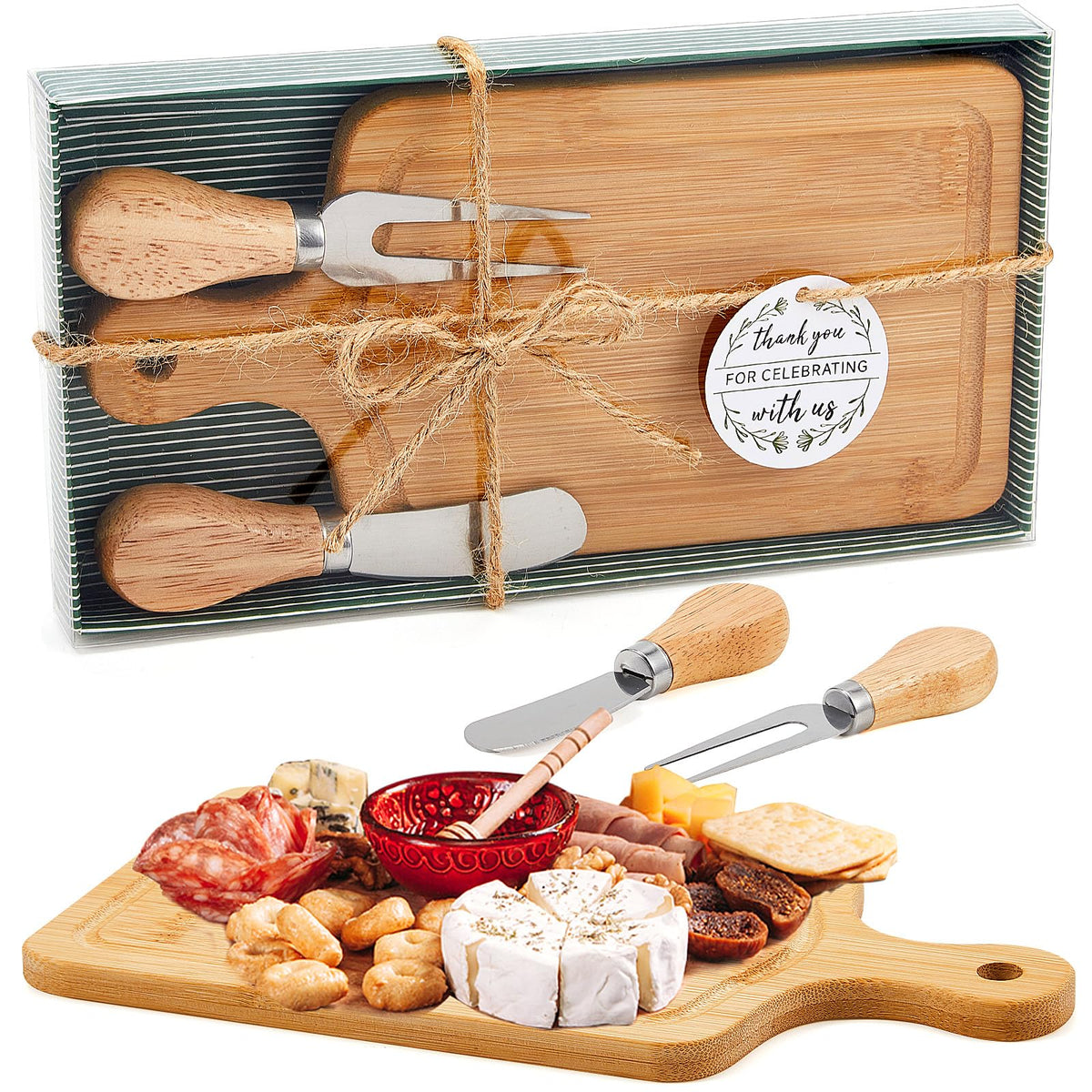 Ziliny 1-set bridal shower cheese board with bamboo finish, ideal for elegant guest prizes.