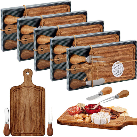 Ziliny 5-set bridal shower cheese boards in acacia finish for elegant guest prizes