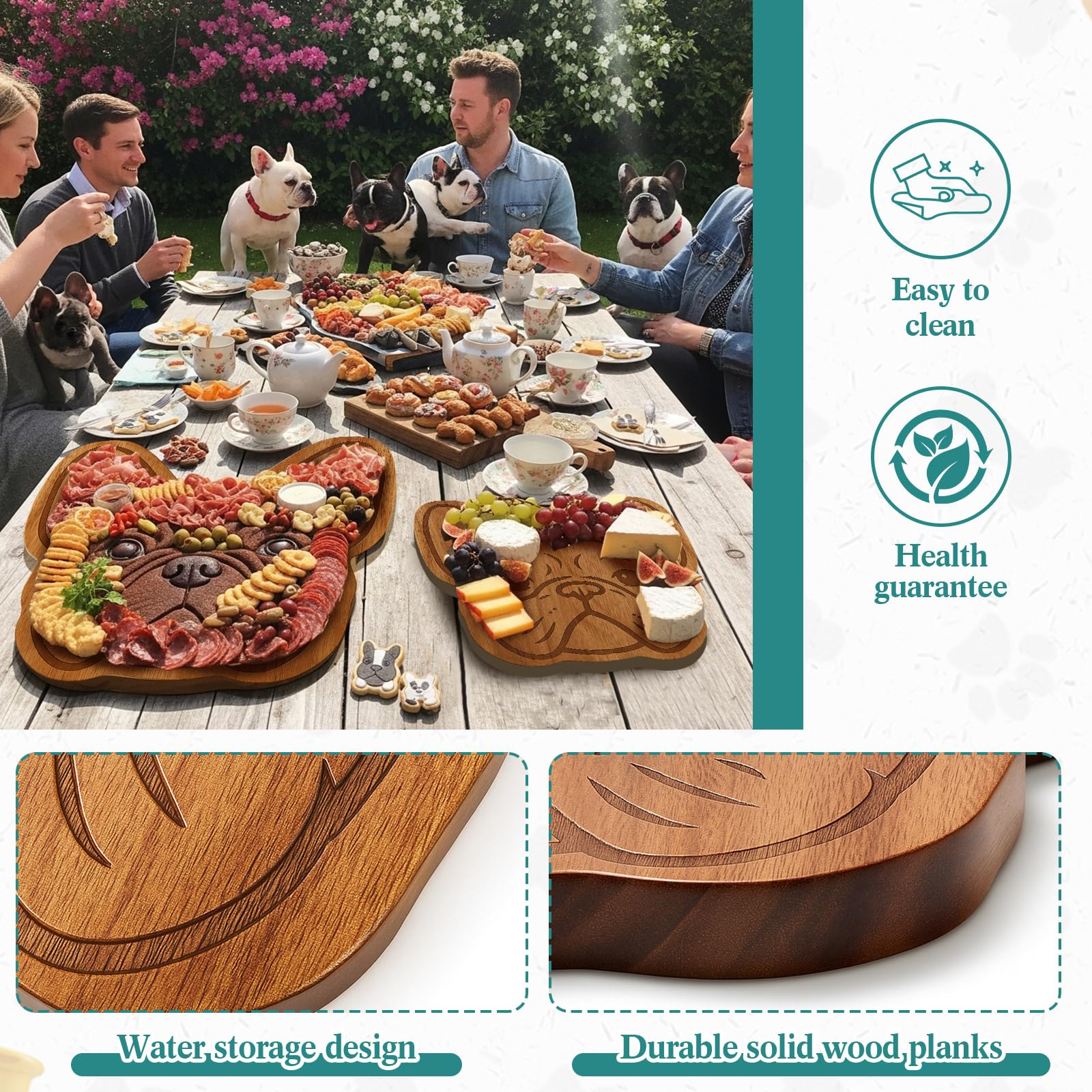 Ziliny acacia bulldog tray resists odors and stains