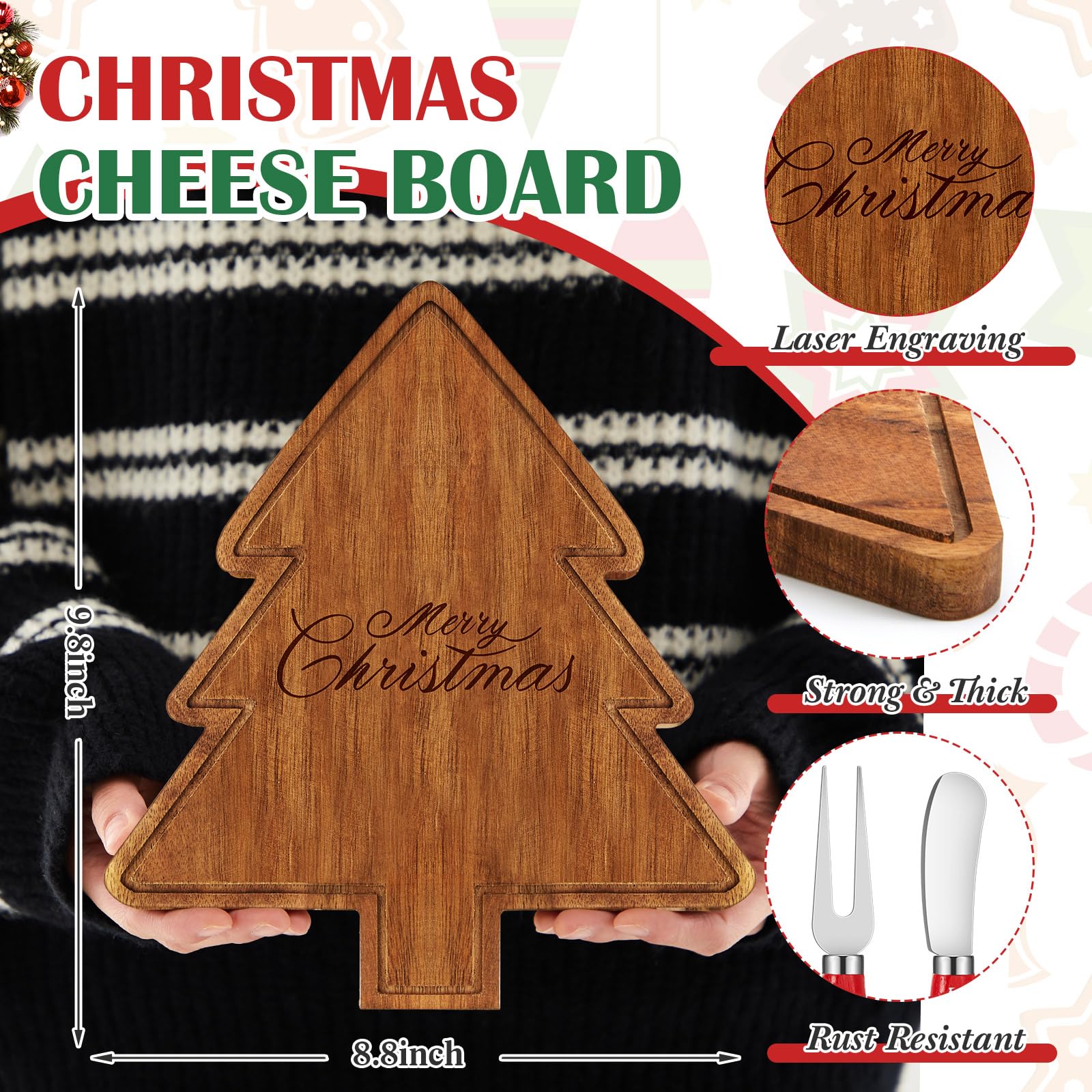 Ziliny acacia wood charcuterie board close-up showing smooth finish