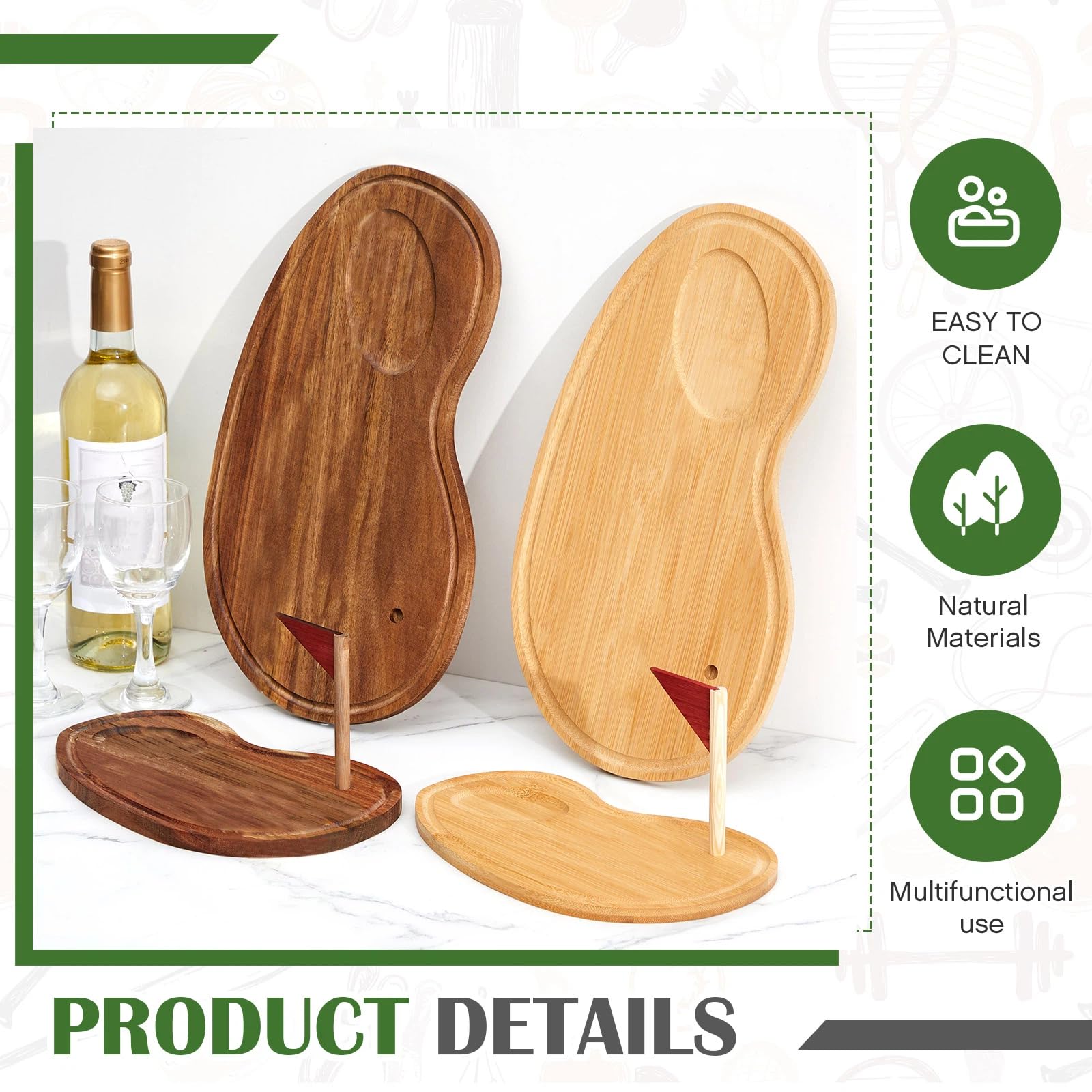 Ziliny bamboo charcuterie board sturdy and moisture resistant