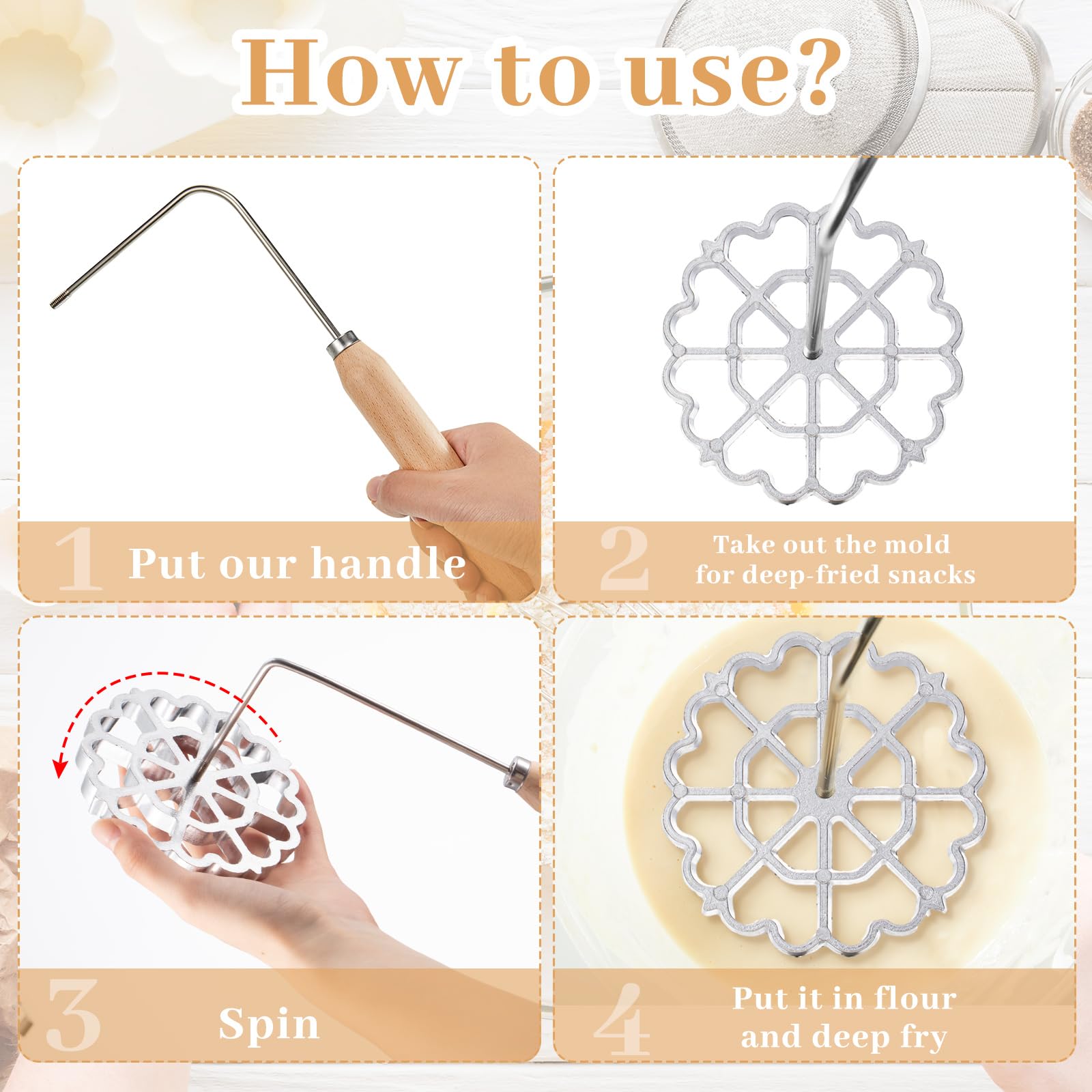 Ziliny bunuelos mold with handle ideal for homemade treats