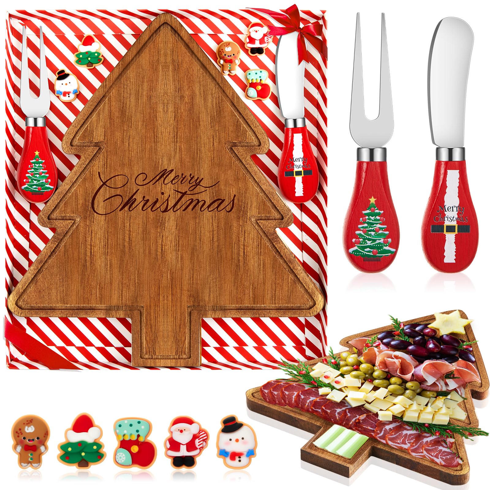 Ziliny Christmas tree cheese board with knives for festive entertaining