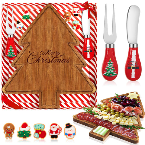 Ziliny Christmas tree cheese board with knives for festive entertaining