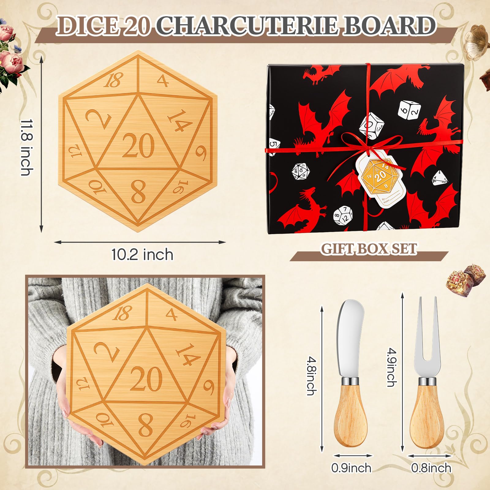 Ziliny D20 board with knives and forks enabling easy slicing and serving.