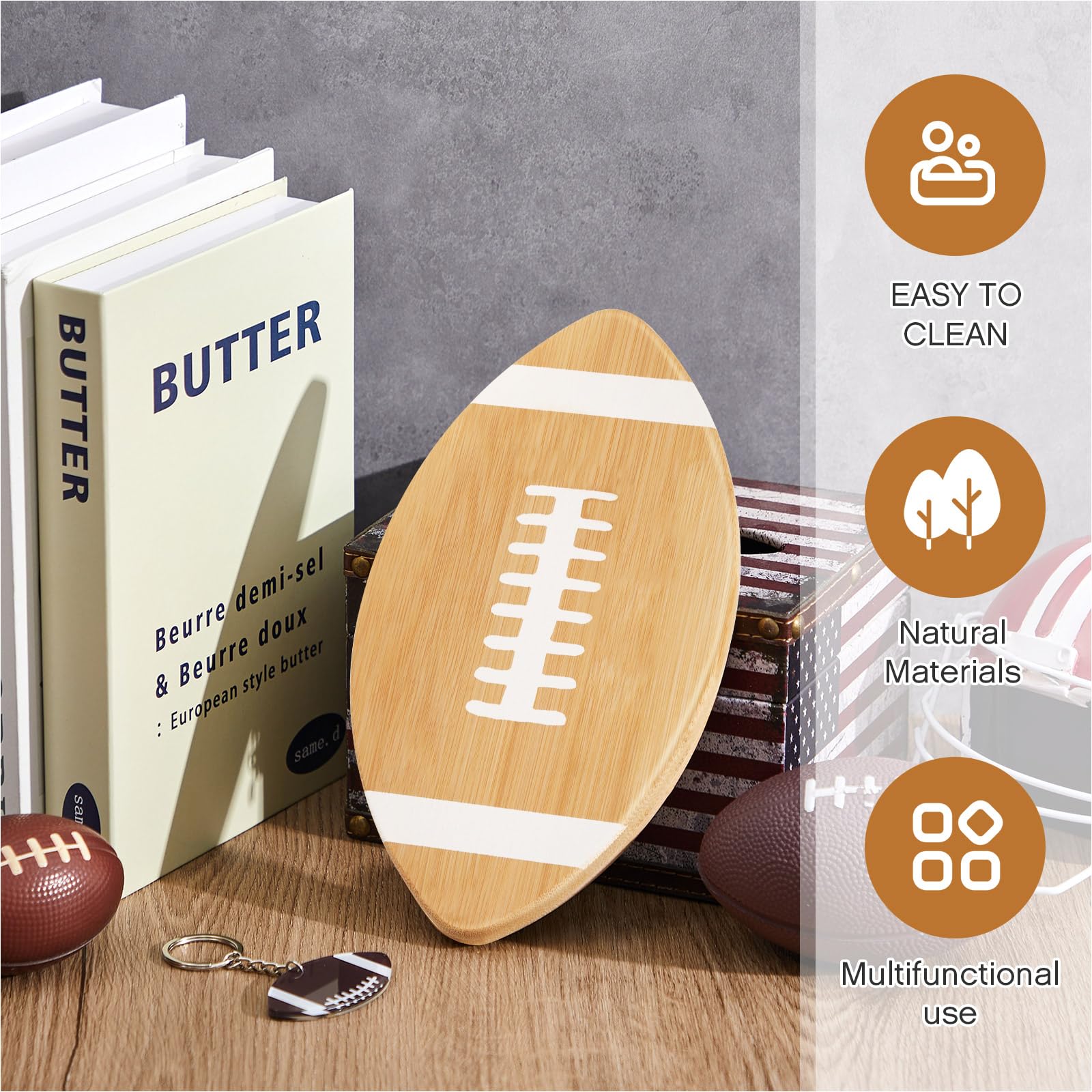 Ziliny football-themed charcuterie board ready for gifting.