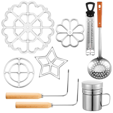 Ziliny rosette iron mold with handles for easy, safe frying