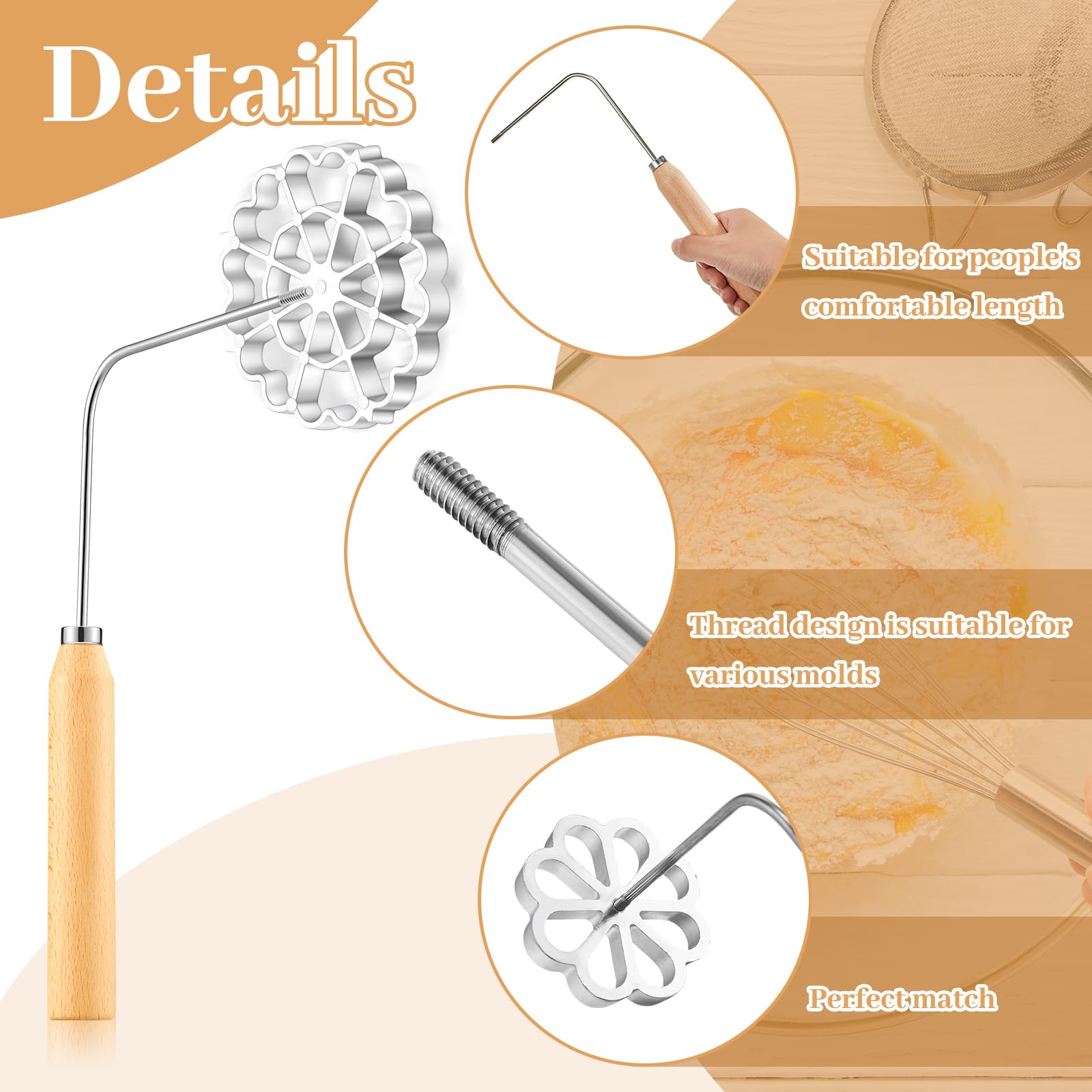 Ziliny circle mold with wood handle for classic round rosettes