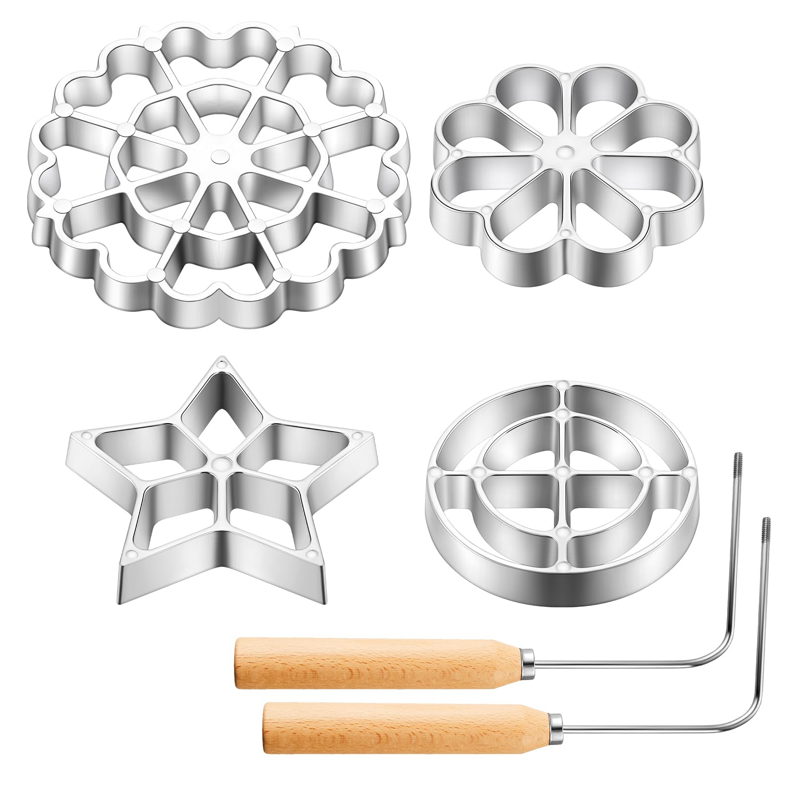 Ziliny rosette star mold with wooden handle for precise star pastries