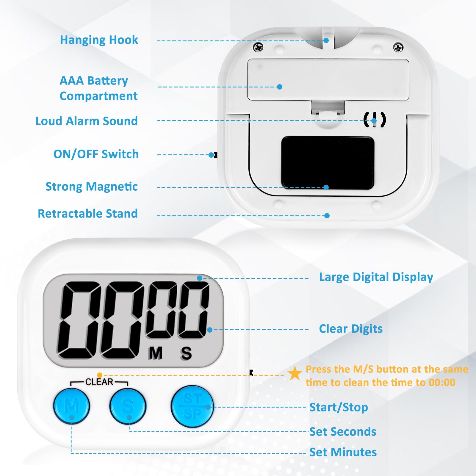ZILLEEN timer ranges from 1 second to 99 minutes 59 seconds.