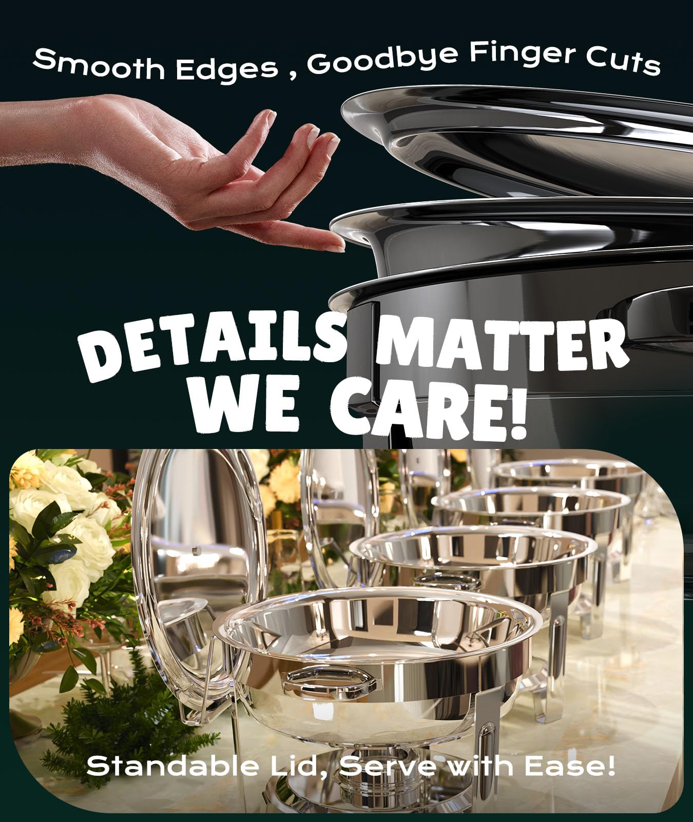 ZILODE chafing dish stackable stand saves storage space after events