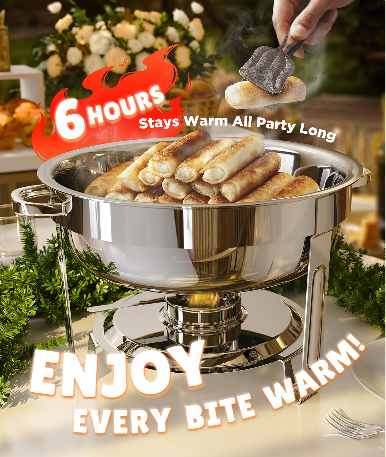 ZILODE chafing dish integrated stand enables quick setup