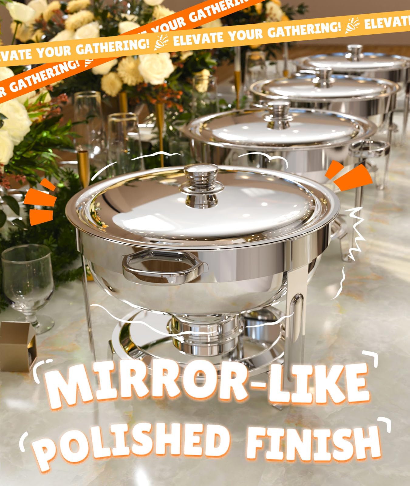 ZILODE chafing dish with water basin maintains moisture and aroma