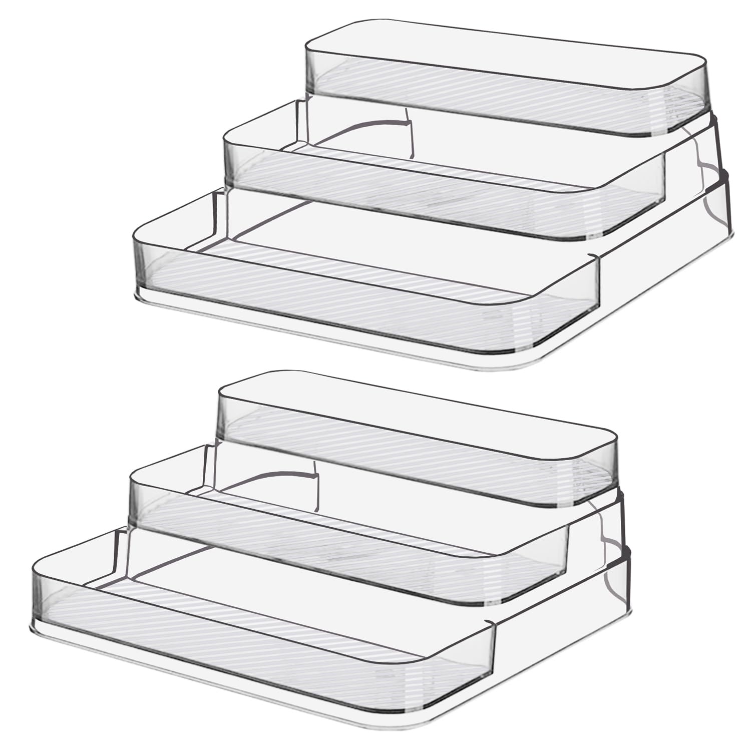 Zilphoba clear 3-tier condiment rack keeps spices neatly visible and within reach.