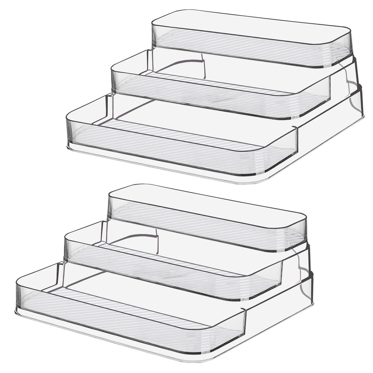 Zilphoba clear 3-tier condiment rack keeps spices neatly visible and within reach.