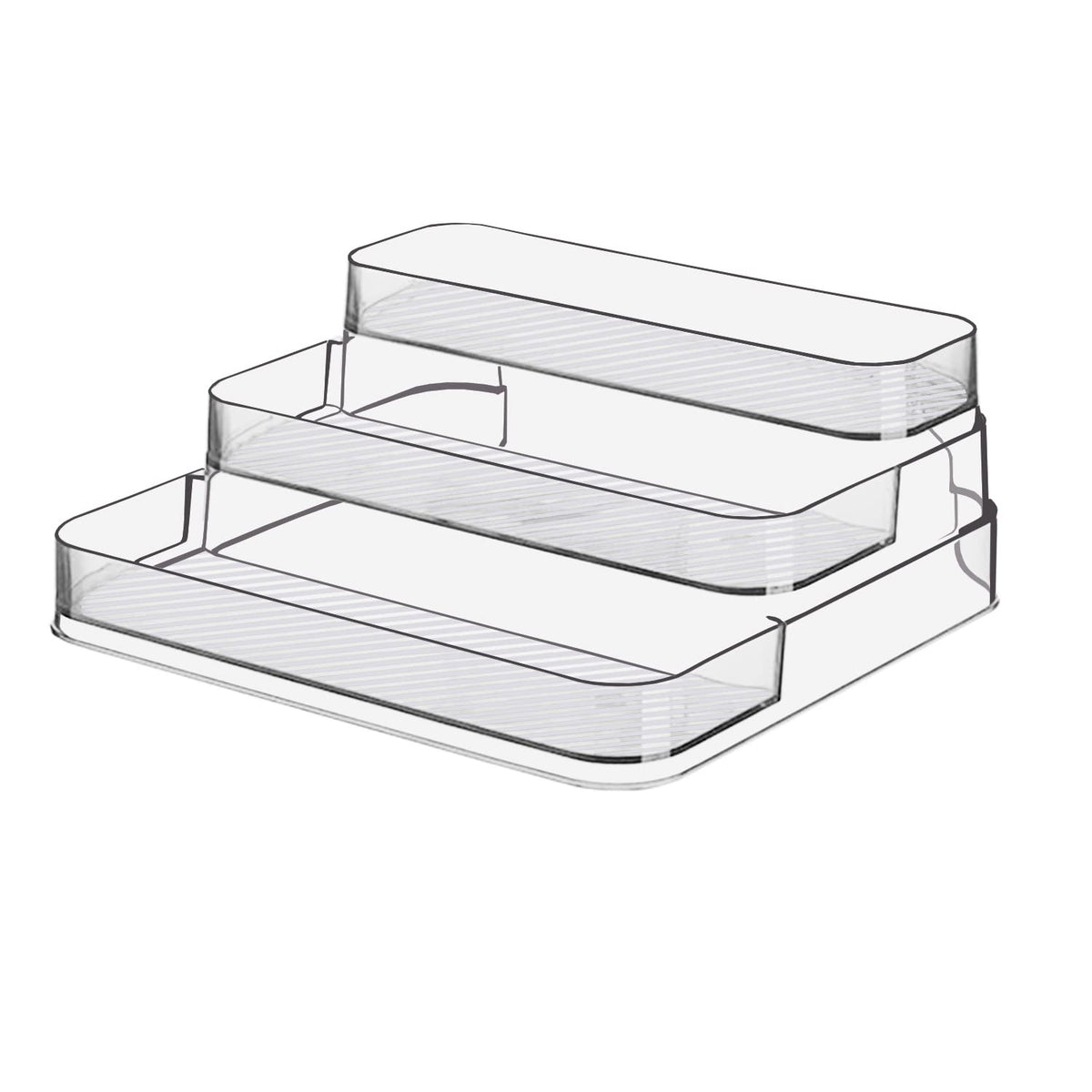 Zilphoba clear 3-tier spice rack shows organized bottles for quick access.