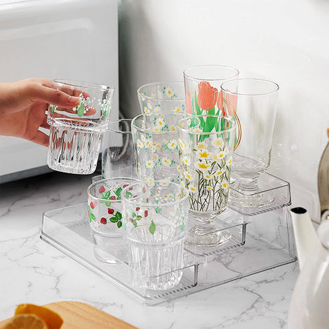 Zilphoba deep shelves hold large and small bottles for versatile storage.
